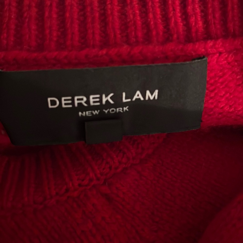 Derek Lam Los Angeles Cable Knit Pullover Sweater Red Sz XL - Picture 6 of 7